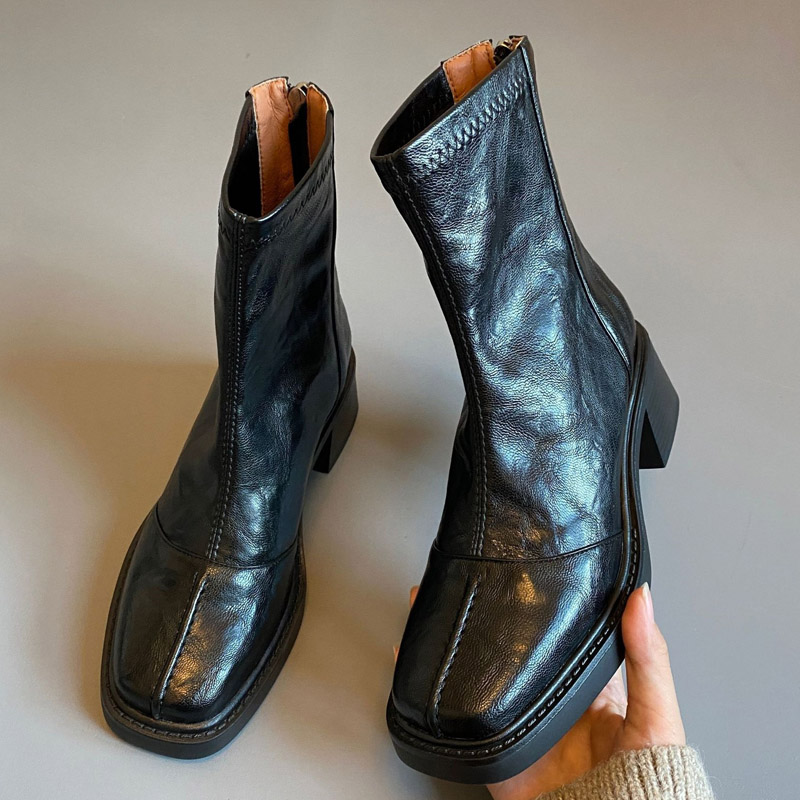 รองเท้าบูทข้อเท้าผู้หญิงทรงสลิ - Vintage Fashion Design บทวิจารณ์และราคา