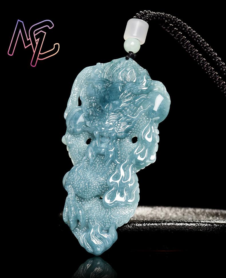 พม่า Jadeite มังกรจี้สร้อยคอหิ - Vintage Fashion Design บทวิจารณ์และราคา