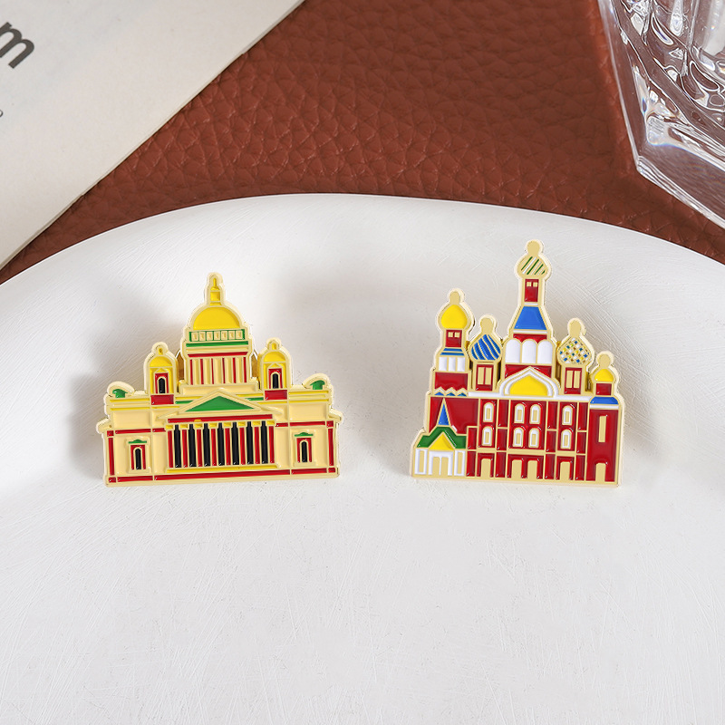 เข็มกลัดเคลือบลายอาคารโบราณ เข - Vintage Fashion Build บทวิจารณ์และราคา